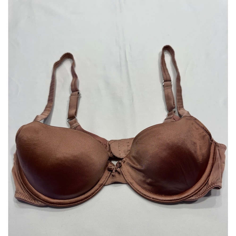 Fleur Du Mal Satin Demi Bra Underwire Adjustable Straps 32b Rose Gold Good Cont